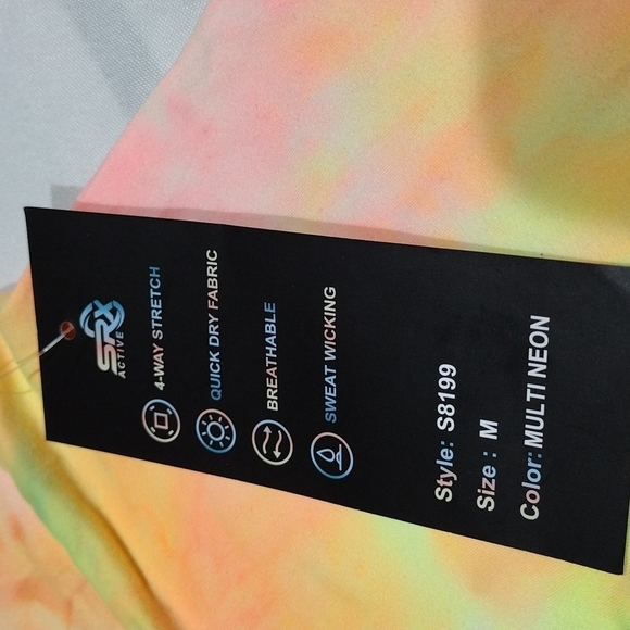 Srx ACTIVE MED 4 WAY STRETCH QUICK DRY BREATHABLE SWEAT WICKING MULTI NEON NWT - Picture 3 of 4